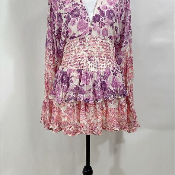 HEMANT & NANDITA Floral Ruffle Minidress size M - Picture 9 of 13